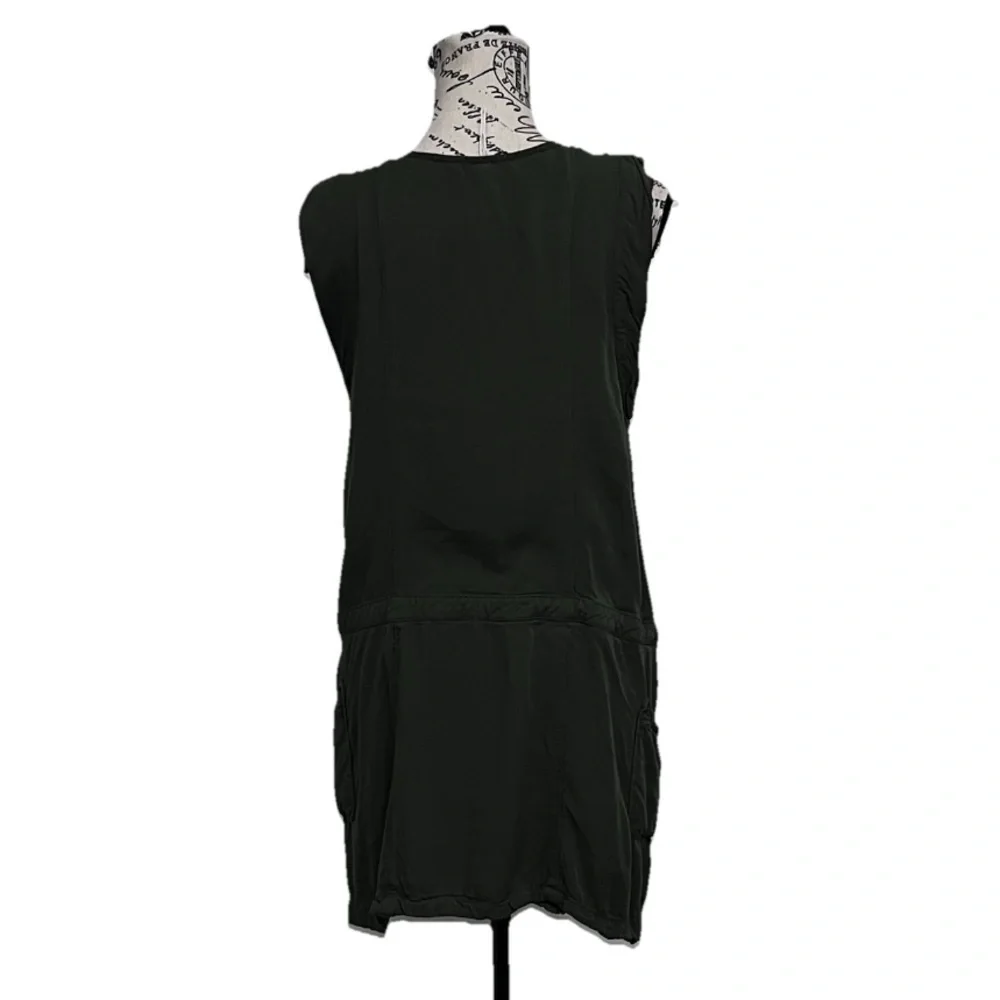 Free People Olive Green Utility Mini Dress Size 6 Sleeveless Pockets Casual Boho